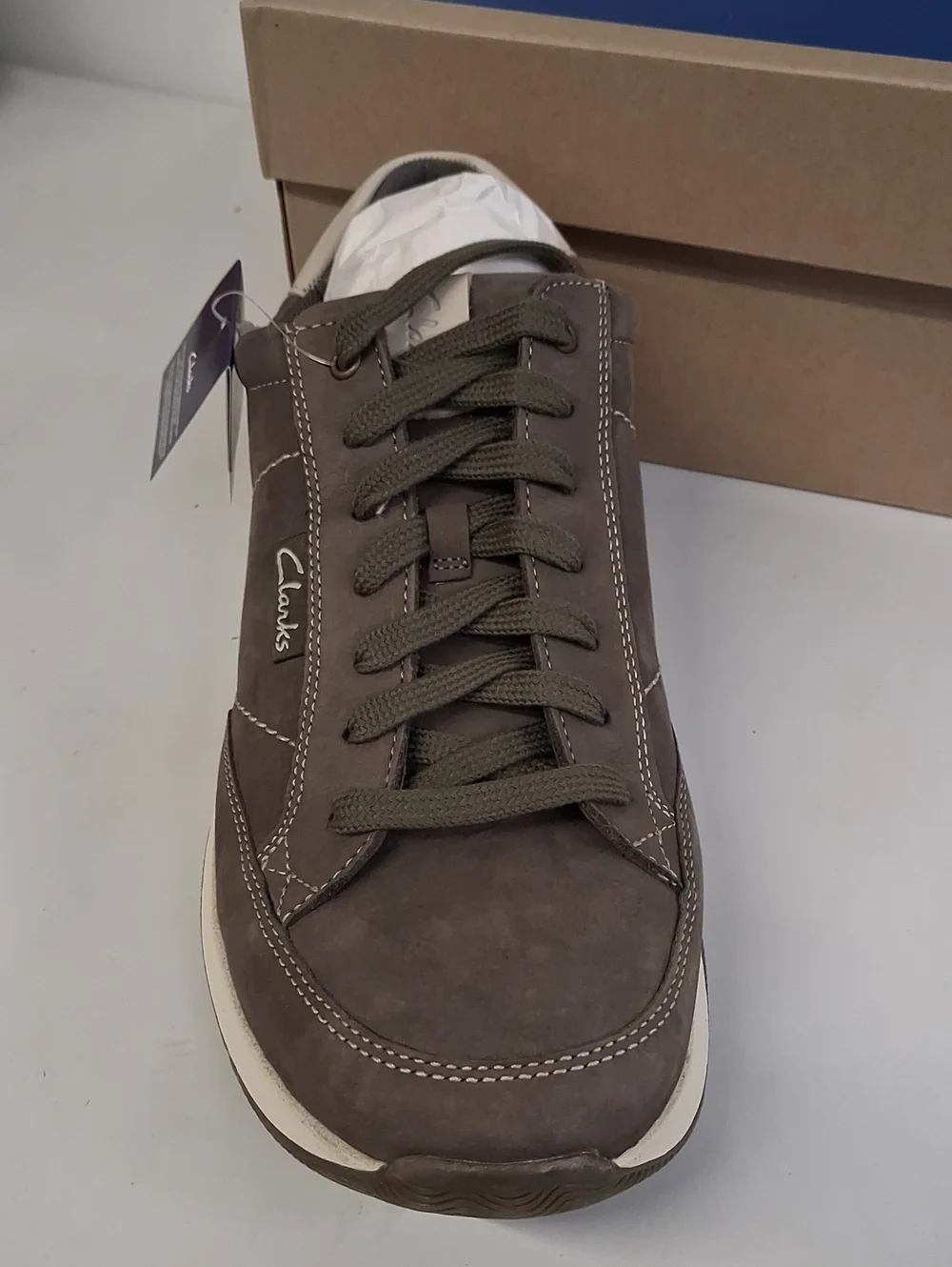 NWT Mens Clark's Townview Lace Grey Nubuck Shoes
